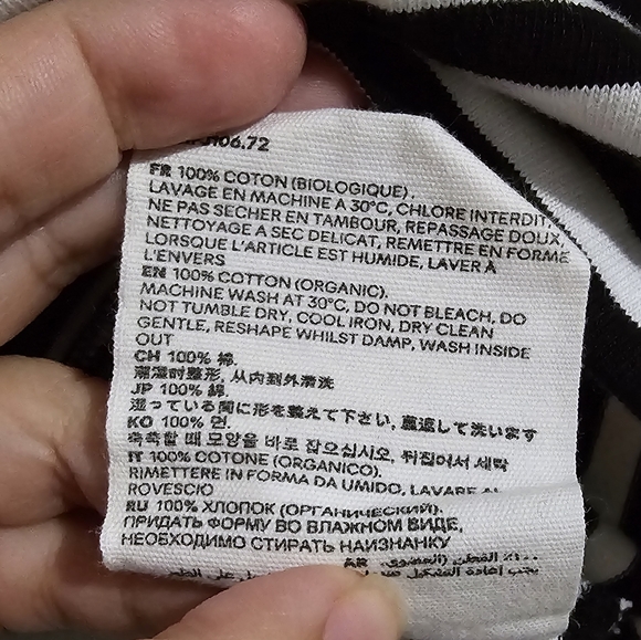 AMI Paris De Coeur Mariniere Long Sleeve Shirt Black/White Stripe size S - Picture 10 of 11